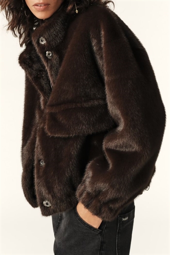 Ba&sh, Paros faux fur jacket, Chocolat